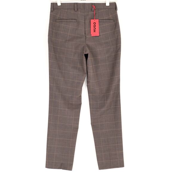 Hugo Boss Men's Brown Plaid Wool Blend Tom Modern-Fit Dress Pants Size 32R - Picture 7 of 9